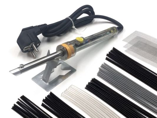 Welding iron SK60.0 STARTER Set plastic repair with 60 welding rods + reinforcing mesh | az-reptec